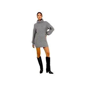 Casual Coziness Grey Waffle Knit Cowl Neck
Sweater Dress M NWT